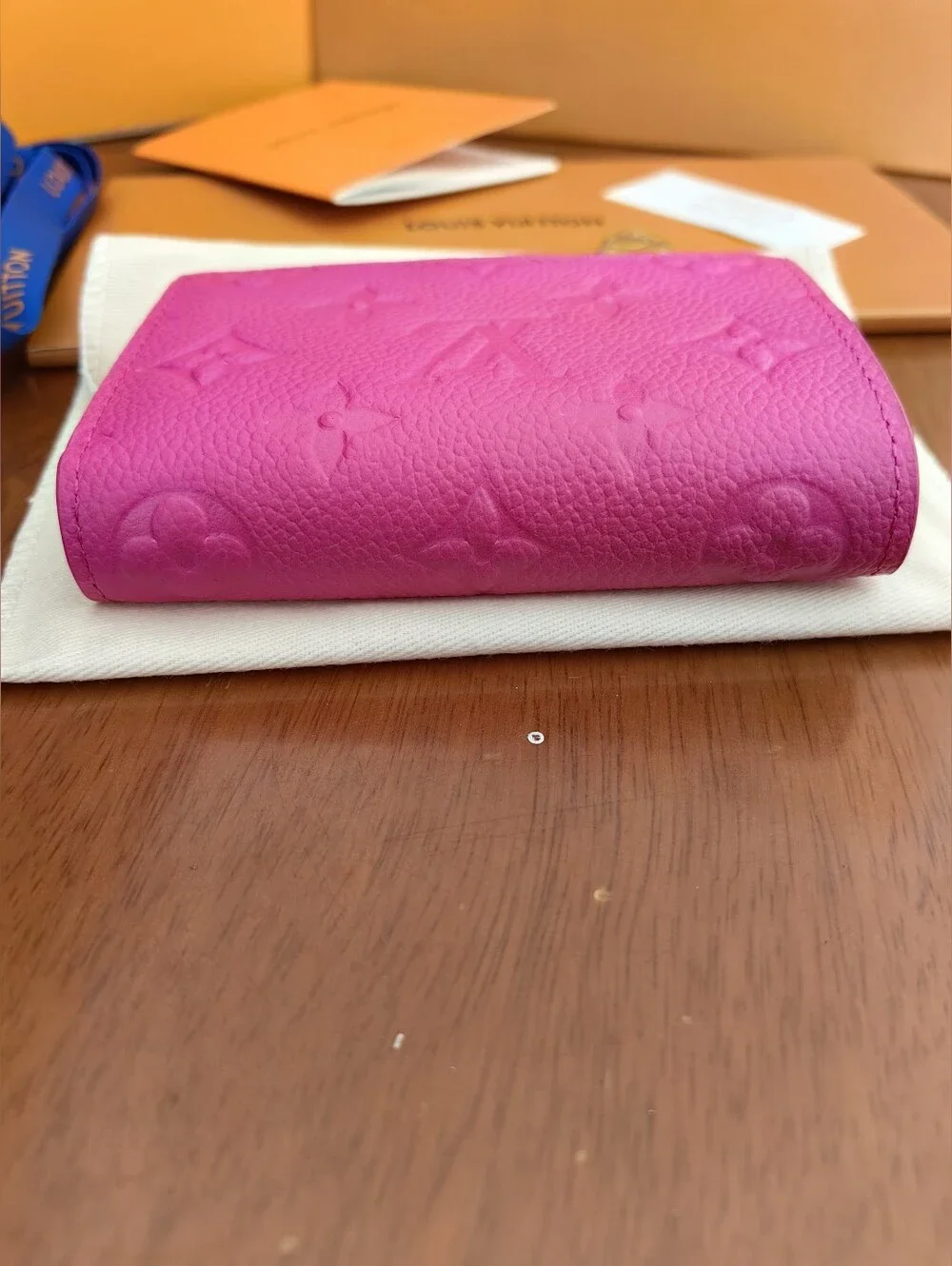 Louis Vuitton Pink Embossed Monogram Small Wallet with Gold Charm - Picture 8 of 15